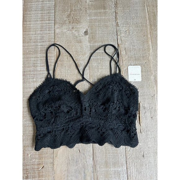 NWT Free People Adella Longline black Bralette SIZE M - Picture 3 of 7